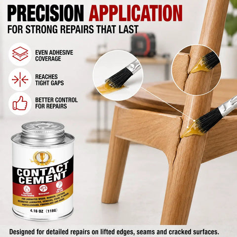 Heavy Duty Contact Cement Adhesive With Brush For Wood Leather Rubber And Laminate Repairs Tough As Nails Neoprene Glue 4.16 Oz application on wood chair repair