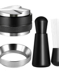 Heavy Duty 51mm Espresso Accessories Kit With Dual Head Coffee Distributor And Tamper WDT Tool And Magnetic Dosing Funnel For Even Extraction Fits 51mm Portafilters And Home Barista Machines