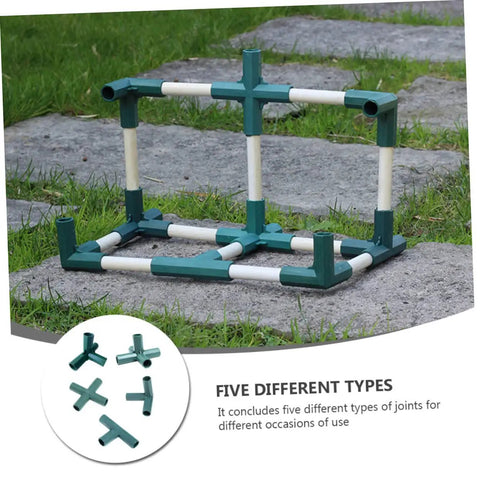 5 Pack Garden Pole Connector Joints Kit Built Tough Straight Cross Connectors For Climbing Plants, Greenhouse And Outdoor Use, Lightweight And Reusable Plant Support Brackets