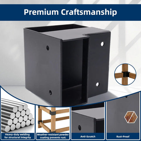 Heavy Duty Workbench Bracket Kit Four Piece Three Way Right Angle Steel Braces For 2x4 Lumber Includes Forty Eight Mounting Screws, black steel corner bracket with 2x4 frame use