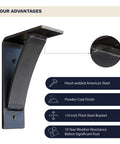 Rock Solid Heavy Duty Natural Steel L Brackets For Wall Shelving And Bar Countertops, hand-welded, 1/4 inch thick, showing powder coat finish.