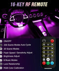 Lit Dream Color RGB-IC USB Interior LED Light Strips 12V DC Multicolor Footwell Under-Dash Kit with RF remote control in a car.