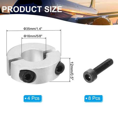 Bore 16mm Double Split Shaft Collar 35mm Outer Diameter 12mm Thickness Aluminum Alloy Locking Collar Clamp With Set Screws