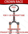 1-1/8 Inch Threadless Bike Headset showing 30mm crown race and 28.6mm straight steerer tube, ideal for MTB and road bikes.