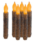 Real Wax Taper Flameless Candles Six Pack Battery Operated With Flickering Warm Glow, 6.5 Inch, rustic look, no timer