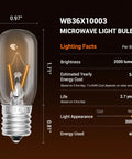Image of Two Pack 40W Microwave Light Bulbs WB36X10003 130V E17 Base Warm White replacement focus with dimensions and specs.