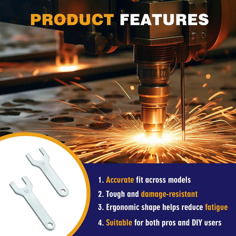 Top Shelf Stainless Steel Pneumatic Die Grinder Wrench Set For Ingersoll Rand 301 302 307 308 5102 M2 Air Tools spanners with sparks in background.