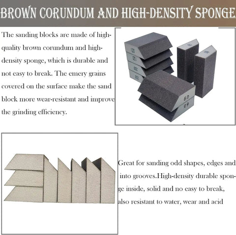 Stacked eight pack sanding sponge kit with 60 80 120 220 grits coarse to fine washable and reusable blocks for woodworking and metal polishing