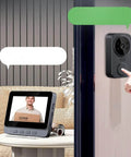 Smart Video Doorbell With 4.3 Inch Display, Bluetooth Doorbell Camera, 2 Way Audio Intercom, 8MP 1080P HD Night Vision shown during use.