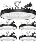 4 Pack UFO LED High Bay Light 200W with 6000K Daylight, 30000 Lumens, IP65 Waterproof, ceiling-mounted shop lights with US plug