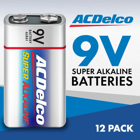 12 Pack 9 Volt Alkaline Batteries For Home And Office Use, Maximum Power For Smoke Detectors, Carbon Monoxide Detectors And Clocks