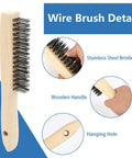 Wooden handle wire brush with stainless steel bristles and hanging hole, details of Two Pack Welding Chipping Hammer And Wire Brush Set.