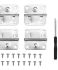 Stainless Steel Cooler Hinge Replacement Kit With Screwdriver And 16 Screws For Ice Chest Freezer Replacement Fits 5235 5250 5286B 6262 6270 Most Models showing four hinges, 16 screws, and a screwdriver.
