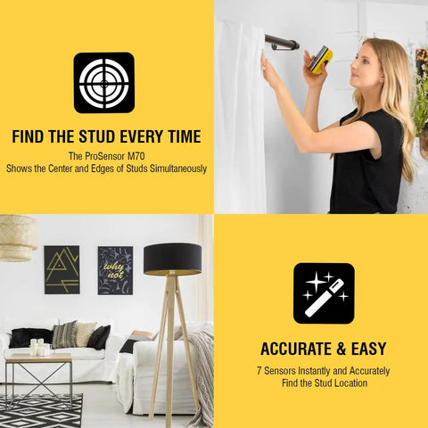 Heavy Duty Multi Sensor Stud Finder With Advanced Wall Scanning Capabilities Featuring Seven Precise Detectors For Knockout Accuracy And Effortless Gliding Across Drywall With No Sweat Calibration For Hardworking DIY Pros