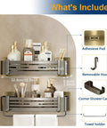 No Drill Shower Caddy With Shelves And Hooks, Waterproof Rustproof Removable Shower Organizer For Bathroom And Kitchen