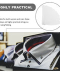 Ten Pack Plastic Collar Stays With White Tips For Mens Dress Shirts And Suits display with folded shirts in background.