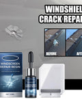 Two Pack Windshield Chip Repair Kit With Glass Repair Resin for fixing windshield cracks and chips, before and after comparison shown