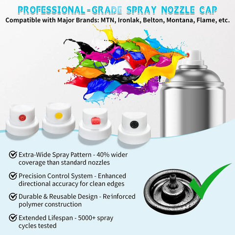 20 Spray Can Nozzle Tips Set For Badass Graffiti Murals And Epic DIY Overhauls Precision Fine Liners with various spray nozzle caps displayed.