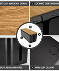 Large Wood Grain Cable Management Box with wood grain lid, clips design, safe ABS, non-slip base for home and office use.