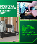 Wide Crown Pneumatic Stapler for Sheathing and Insulation, 16 Gauge Nailer, 1-2 in Staples, Lightweight, Pro Preferred Quality
