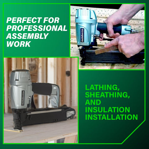 Wide Crown Pneumatic Stapler for Sheathing and Insulation, 16 Gauge Nailer, 1-2 in Staples, Lightweight, Pro Preferred Quality
