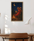Framed Desert Camp Pepper Diamond Art Kit For Adults Complete DIY Diamond Painting Set with a chili campfire scene on wall