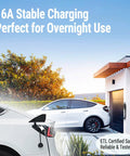 No Sweat Portable Ev Charger With Level 1 And 2 Dual Voltage Setup, showcasing 16A charging near a modern home.