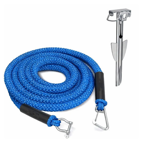 Elastic Bungee Dock Line For Boat Mooring 14 Ft Rope With 316 Stainless Steel Clips for kayaks and small boats mooring