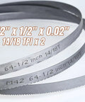64 And A Half Inch Bi Metal M42 Bandsaw Blades 2 Pack For Metal Cutting Wide Half Inch Thick Fourteen To Eighteen Teeth Per Inch