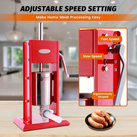 Vertical Sausage Stuffer Stainless Steel With 7Lb 3L Capacity Beefy Duty Home Meat Processing Tool Includes Four Tube Sizes 10Mm 20Mm 30Mm 40Mm For Fresh Sausage Links And Easy Stuffing