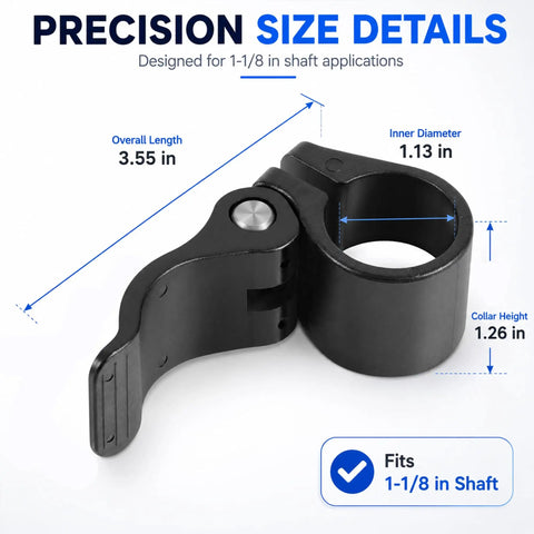 Cam Lock Depth Collar Assembly For Trolling Motors, hand control depth collar, 1-1/8 inch shaft, size details, marine hardware