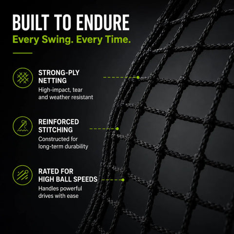 Close-up of strong-ply netting for Compact Golf Practice Net With Steel Frame And Side Net Protection For Indoor Or Outdoor Use