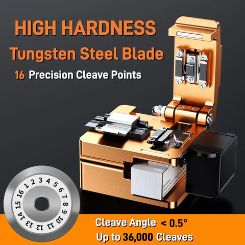 Killer Pro Grade Fiber Cleaver with 16 Port High Precision Blade and 48,000 Cleaves Capacity Plus Auto Scrap Collection