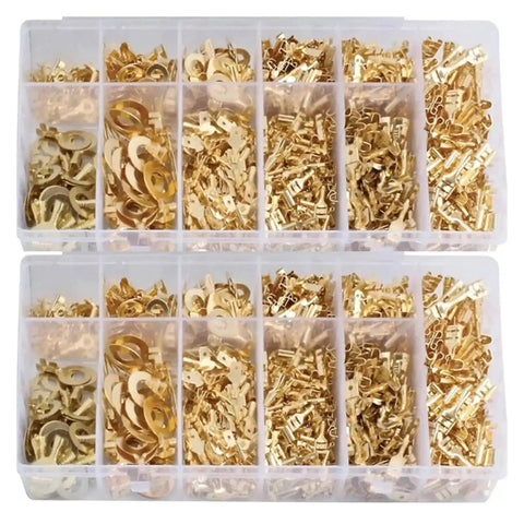 Grab A Solid Assorted Kit Of 750 Insulated Male And Female Wire Connectors Featuring 2 Point 8 Millimeter 4 Point 8 Millimeter And 6 Point 3 Millimeter Crimp Spade Terminals Perfect For Any Electrical Job Or Auto Repair Gig Needing Reliable Quick. Assorted brass connector kit in compartment boxes
