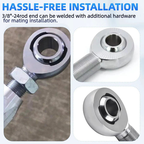 Durable 3/8-24 RH Rod End Bearing Kit Heim Joint With Chromoly C1045 Steel For Heavy Duty Linkage High Strength Fatigue Resistant Ready For Extreme Shock Load Applications installed with jam nut