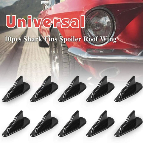 Image showing Diffuser Shark Fin Kit 10 Piece Set For Spoiler Roof Wing Air Vortex Generator Black Dope Look Aggressive Evo Style.