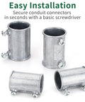 20 Piece Three Quarter Inch EMT Conduit Fittings Set For Connecting Pipes with easy installation shown in metal pieces