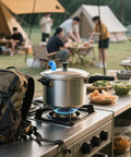 Silicone Steam Diverter For Pressure Cooker High Temperature Resistant Exhaust Vent Tube in use on a camping stove setup