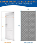 Diagram of magnetic thermal insulated door curtain fits 32 x 80 inch door curtain size 34 x 82 inches five layer grey