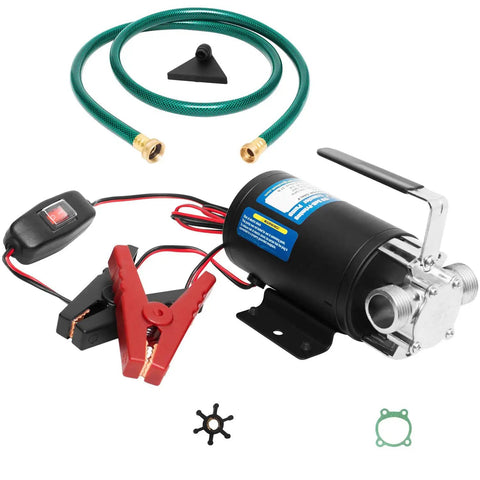 12V Water Transfer Pump 330 GPH Electric Utility Pump With Three Quarter Inch Ports Suction Hose And Spare Parts