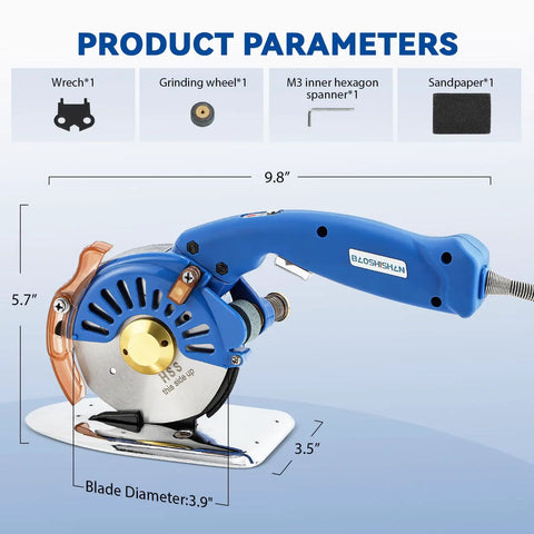 Heavy Duty Electric Fabric Rotary Cutter With Slick One Hundred Millimeter Blade For Plugged In Sewing Cuts Thick Cotton Leather In A Snap No Sweat Killer Motor Handles Multi Layer Smooth Operator Tool