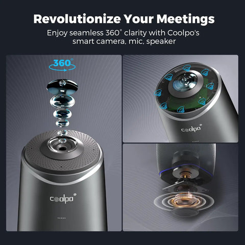 All In One 360 Degree 4K Conference Camera With AI Speaker Tracking Noise Cancellation And Zoom Meet Teams Compatibility