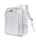 Heavy Duty Anti Static Clear PVC Tool Backpack With A Hella Tough Abrasion Resistant Build Crafted For Cleanroom Engineers. Side view with smart pocket layout.