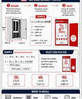 CERA PLUS fire suppression volume calculator with installation guidelines for electrical enclosures and dimensions.