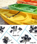 63 Piece M4 M5 M6 Rubber Well Nuts Kit With Premium Brass Insert Bushings And Weather Resistant Stainless Steel Screws on kayaks
