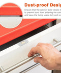 12 Pack No Drill Magnetic Cabinet Catches Ultra Thin Stainless Steel With Strong Adhesive For Kitchen Bathroom Closet And Rv Door Catching Solutions, showcasing dust-proof design on closed cabinet.