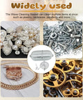 Heavy Duty Stainless Steel Ultrasonic Basket For Jewelry And Small Parts Cleaning Compatible With All Cleaner Units, showing assorted jewelry and small parts.