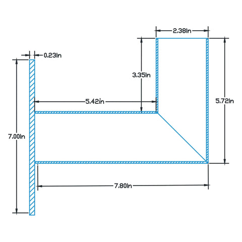 Dimensions diagram for 90 Degree Wall Mount L Shape Bracket for Slip Fit LED Lights, showing detailed measurements in inches.