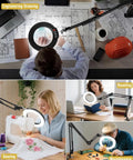 Ultra Long 3 Section Swing Arm Magnifier Lamp With Light And Clamp Real Glass Lens Dimmable LED for precision work setup