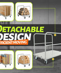 Heavy Duty Flatbed Dolly Cart With 2000 Lb Capacity Steel Platform Truck For Drywall Lumber And Tables, 4 Swivel Casters, Adjustable 2 Detachable Side Rails, Ideal Moving Cart For Job Sites And Warehouses. Detachable steel flatbed dolly with casters